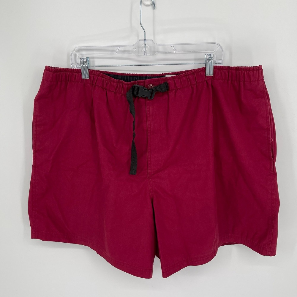 Haband Vintage Men's Red Belted Elastic Waist Mesh Lined Swim Trunks Size XL